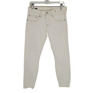 R13 womens 28 boy skinny garrett white wash low rise distressed made in Italy